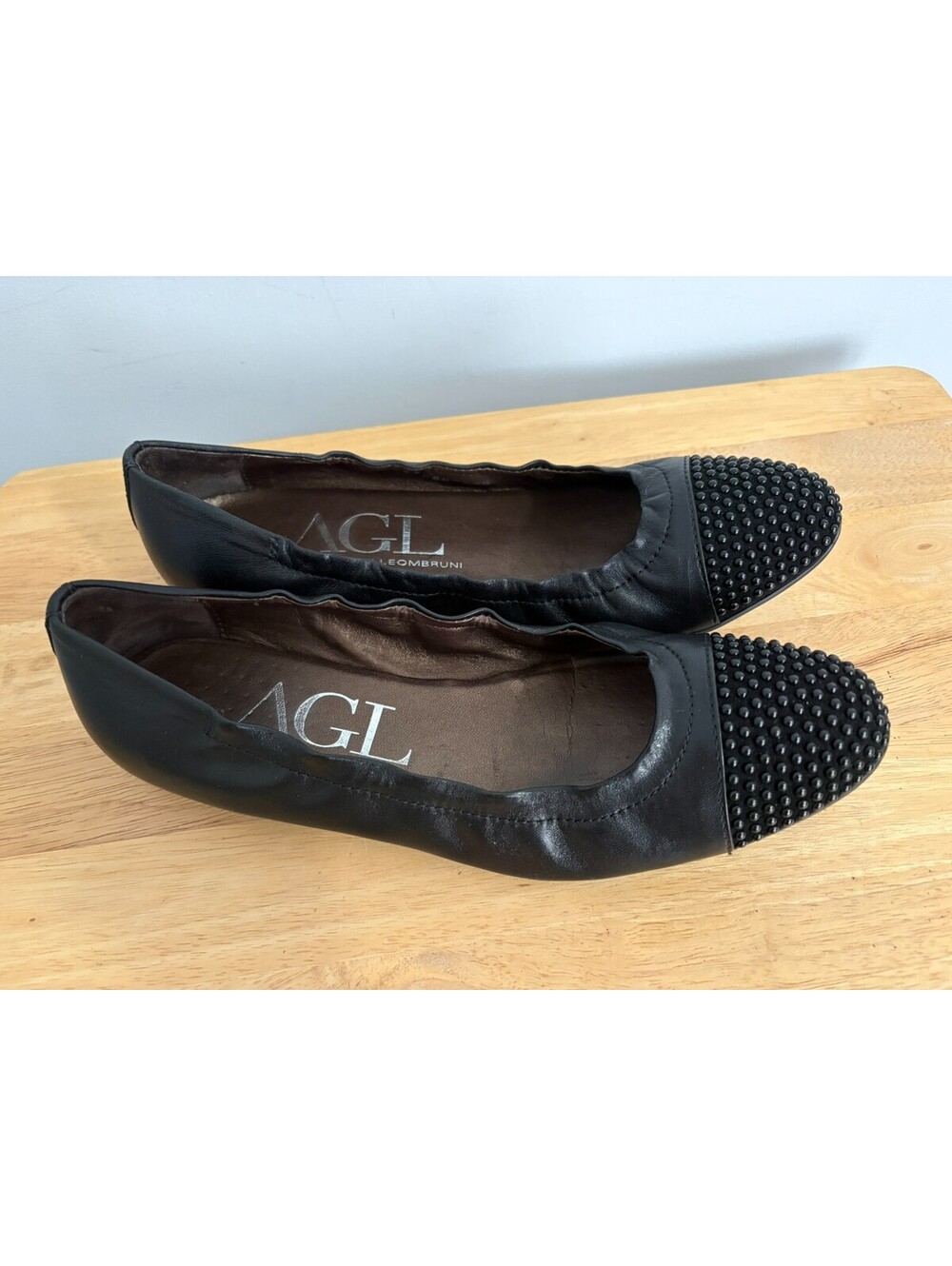 AGL Attilio Giusti Leombruni Blakely studded cap-toe ballet flats black 39.5